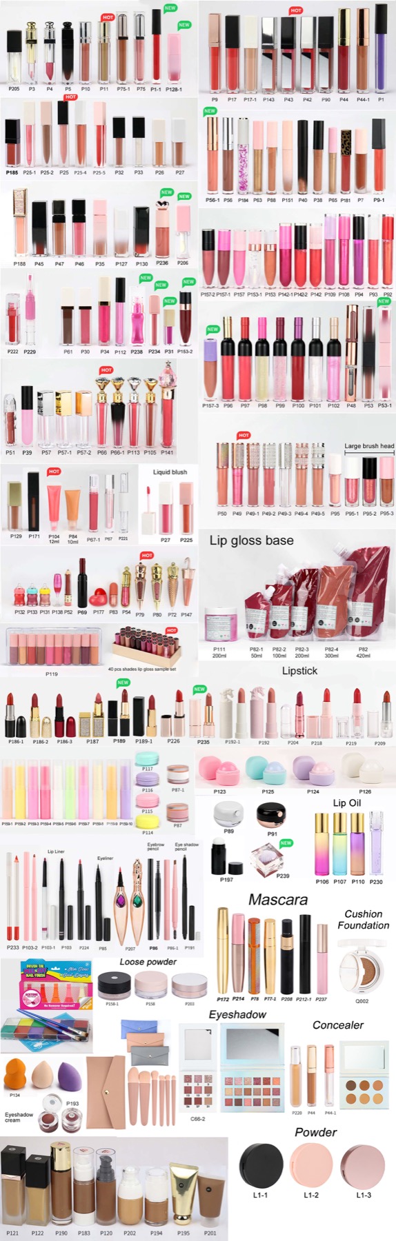 A selection of color cosmetic packaging and product formats