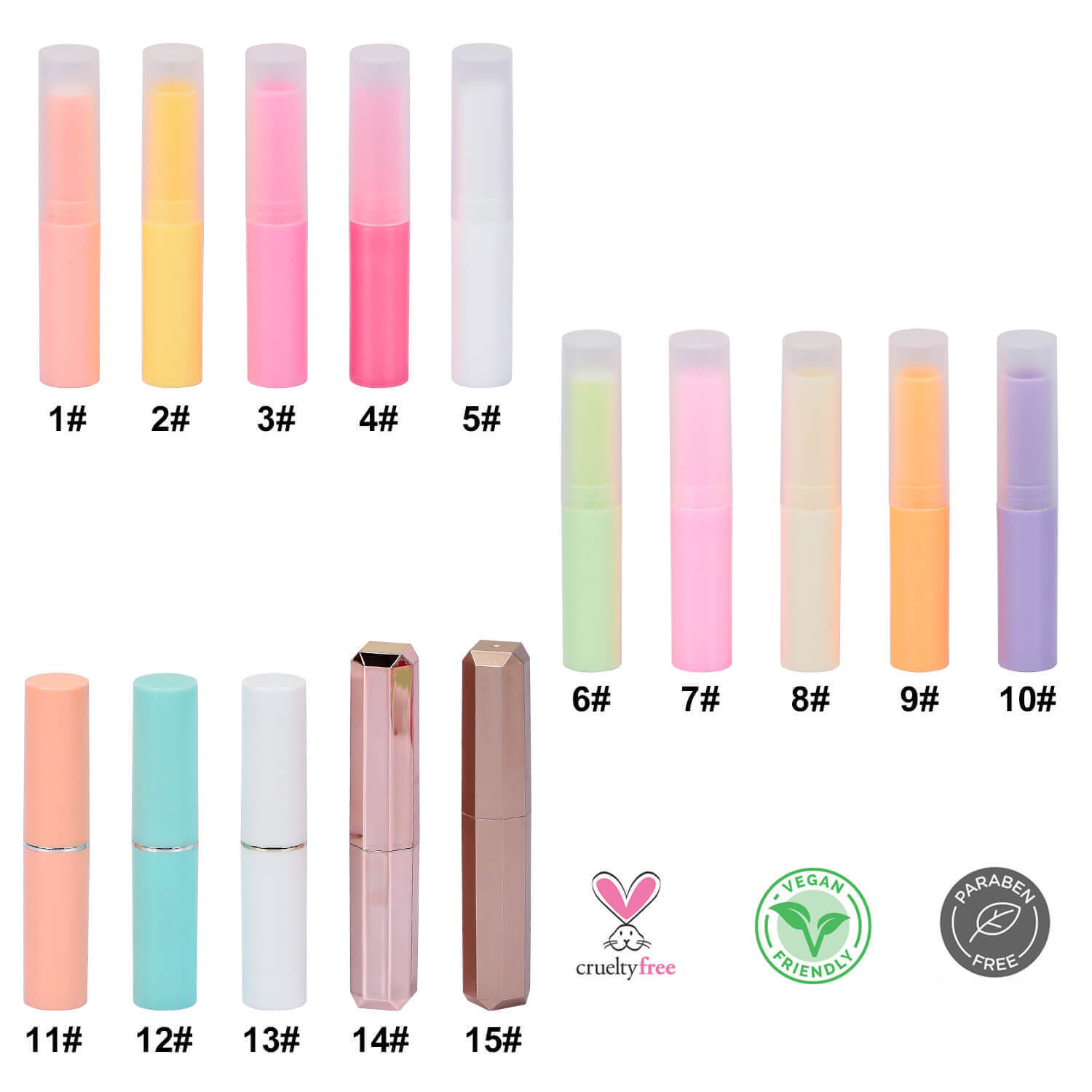 Colorful lip balm packaging options