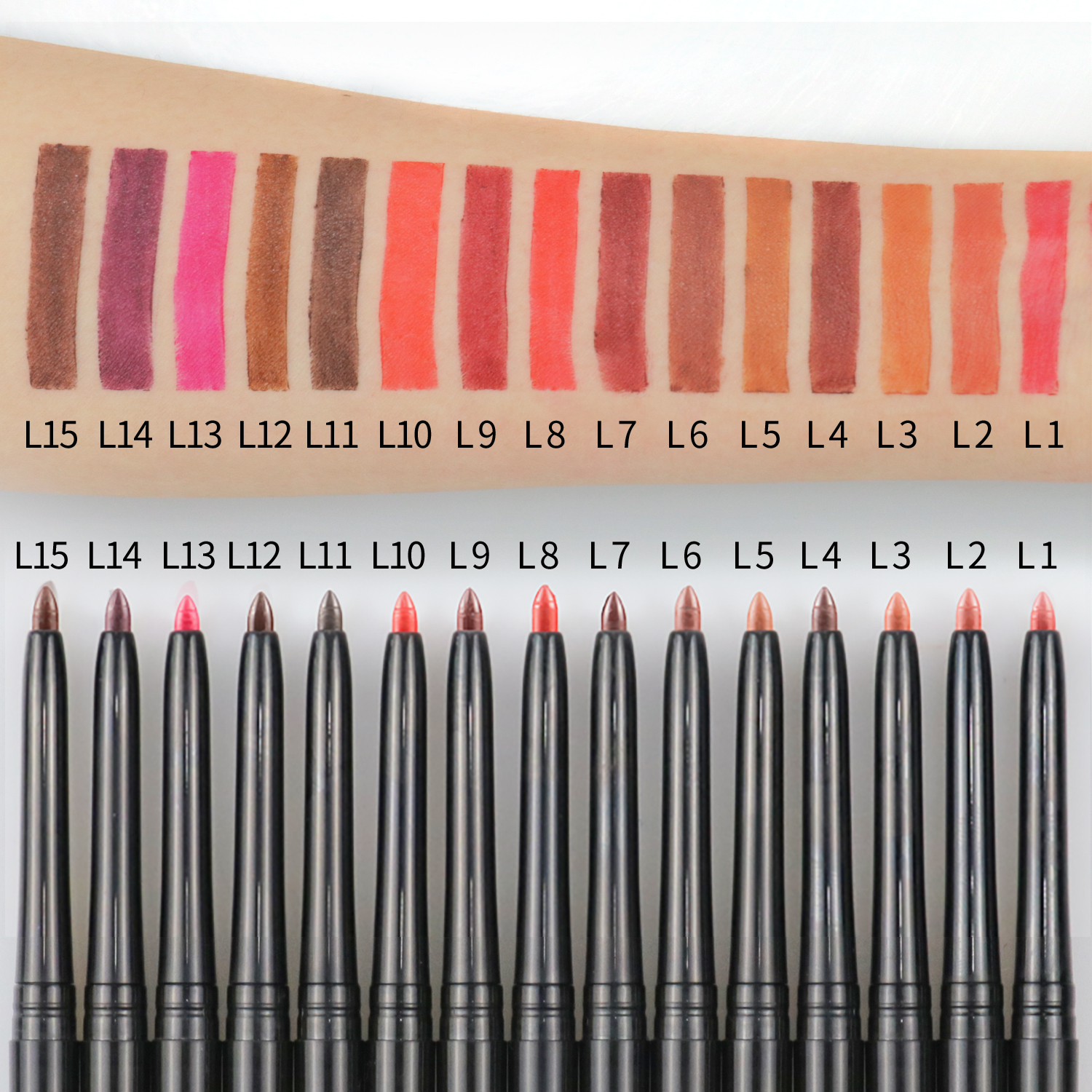 Lip liner pencil shade range